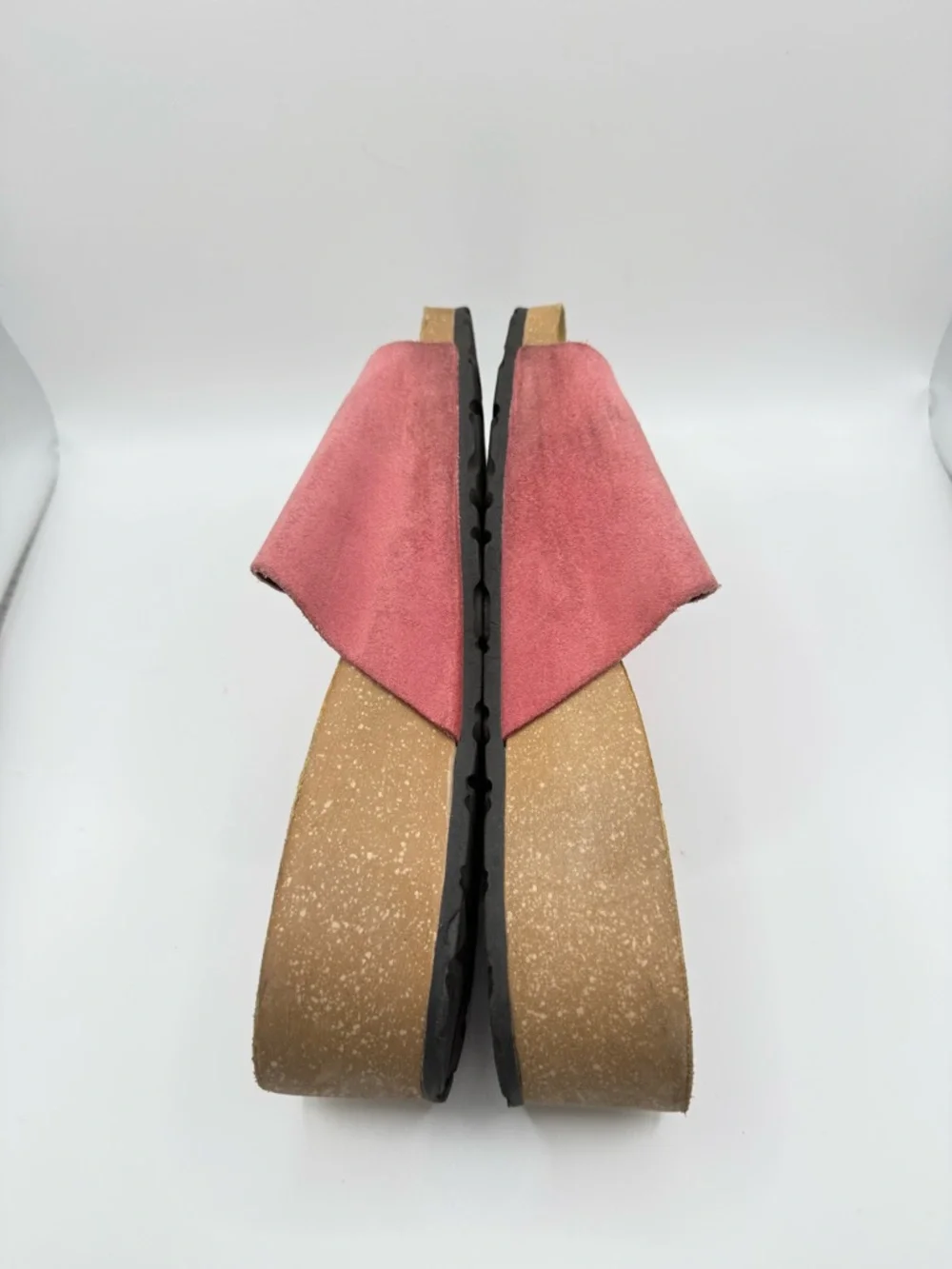 A. Giannetti Rose Pink Suede‎ Slide Wedge Sandals Women’s Size 8 Cork